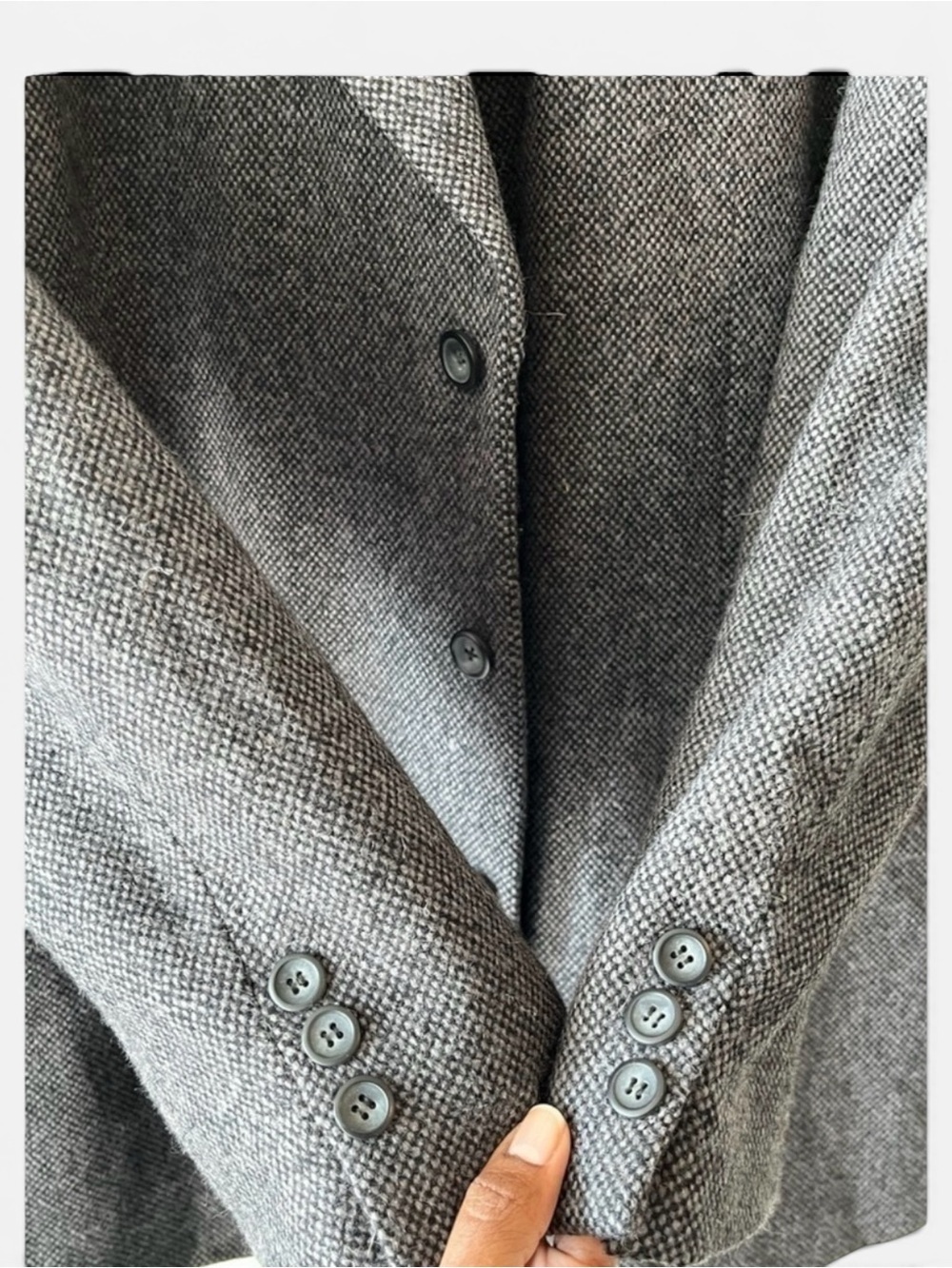 Vintage Protocol Pure Virgin Wool Gray Oversized Blazer Car Coat Jacket Men 48 - Picture 8 of 14